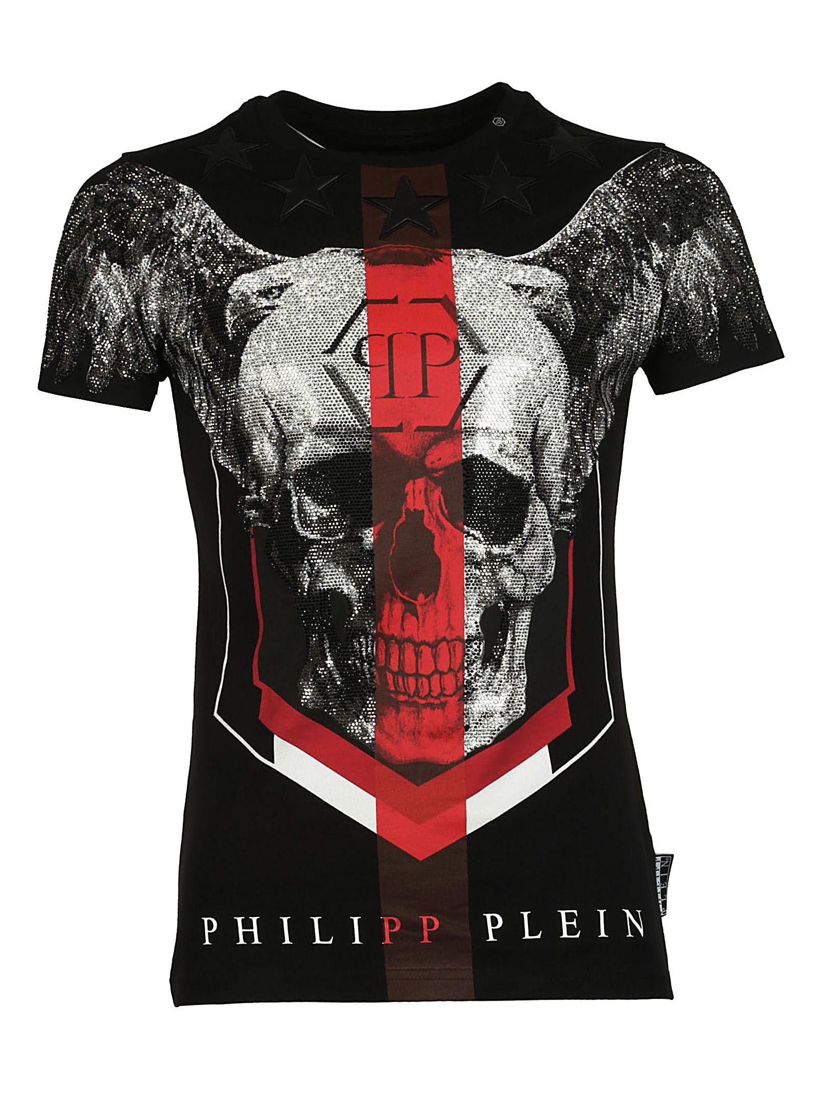 philipp plein t shirt red skull