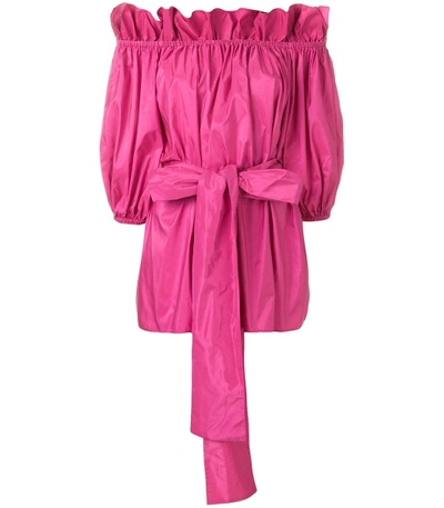 Shop Stella Mccartney Pink Off The Shoulder Belted Blouse