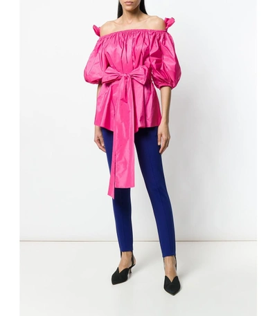 Shop Stella Mccartney Pink Off The Shoulder Belted Blouse