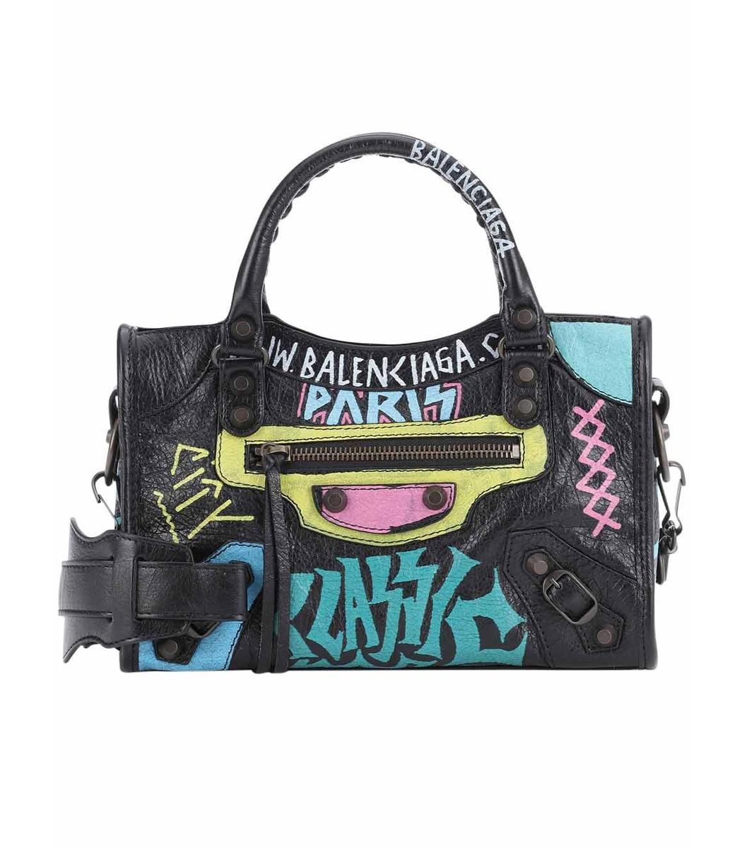 Balenciaga Black Multicolor Mini City Graffiti Bag Modesens