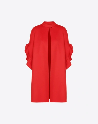 Shop Valentino Compact Drap Cape In Red