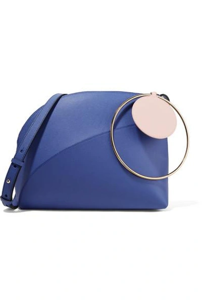 Shop Roksanda Eartha Medium Color-block Textured-leather Shoulder Bag In Bright Blue