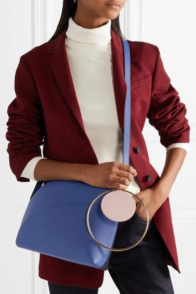 Shop Roksanda Eartha Medium Color-block Textured-leather Shoulder Bag In Bright Blue