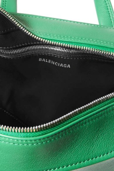 Shop Balenciaga Triangle Duffle Printed Textured-leather Tote In Green