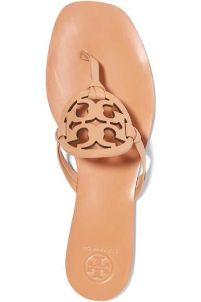 Shop Tory Burch Miller Logo-embellished Leather Sandals In Tan