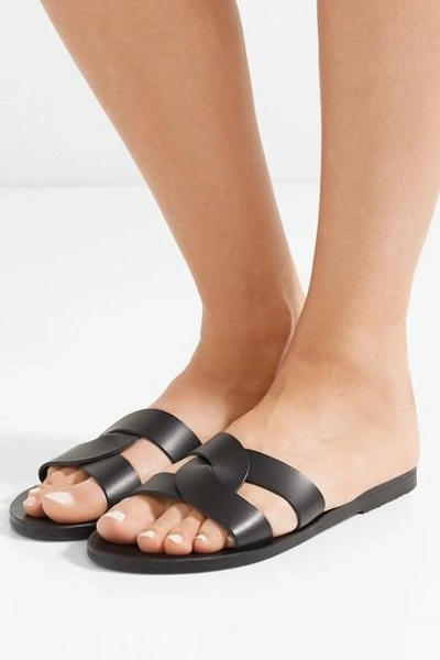 Shop Ancient Greek Sandals Desmos Cutout Leather Slides In Black