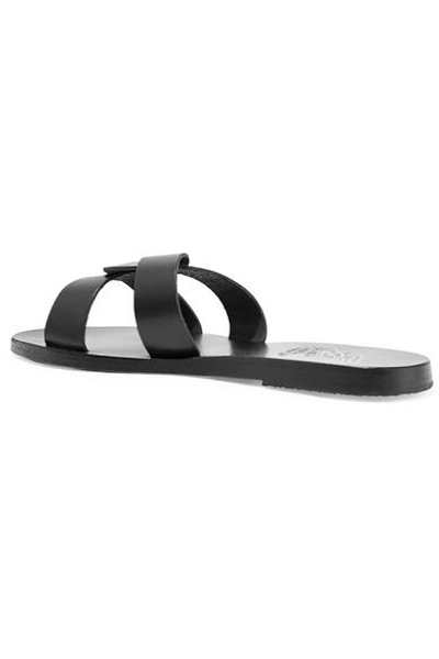 Shop Ancient Greek Sandals Desmos Cutout Leather Slides In Black