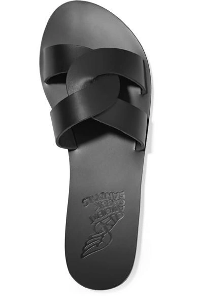 Shop Ancient Greek Sandals Desmos Cutout Leather Slides In Black