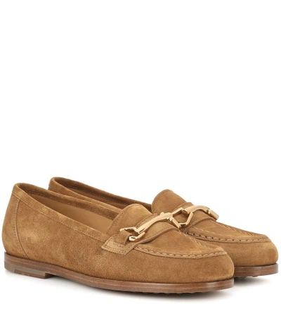 Shop Apc Daisy Suede Loafers In Brown