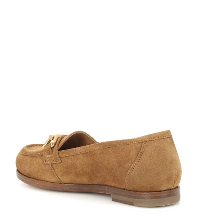 Shop Apc Daisy Suede Loafers In Brown