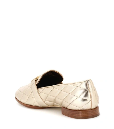 Shop Tod's Double T Leather Loafers In Gold