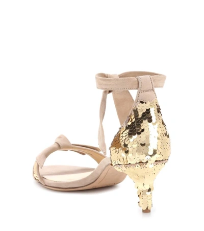 Shop Alexandre Birman Clarita Embellished Suede Sandals In Beige