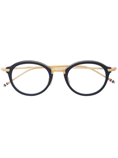 Shop Thom Browne Round Shaped Glasses In Black