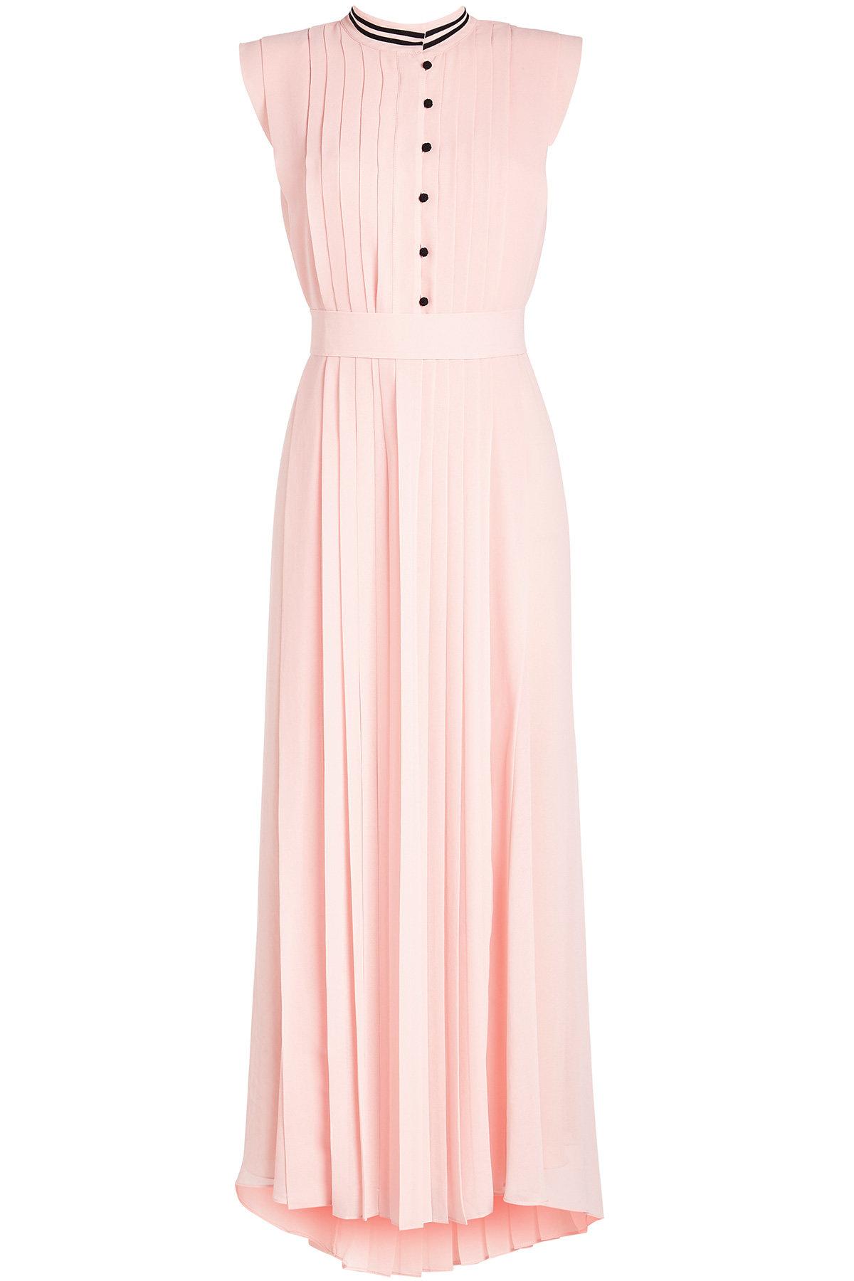 pink pleated dress