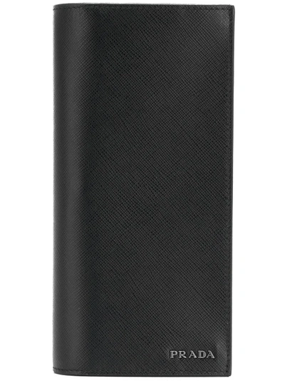 Shop Prada Bicolour Vertical Wallet - Black