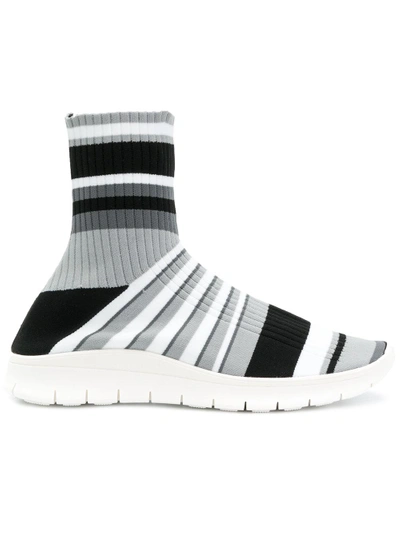 Shop Maison Margiela Striped Sock Boot Sneakers - Black
