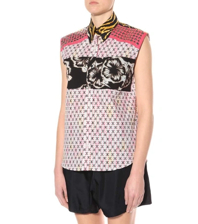 Shop Prada Studded Cotton Top In Multicoloured