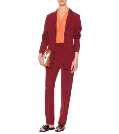 Shop Joseph Cameo Linen-blend Blazer In Red
