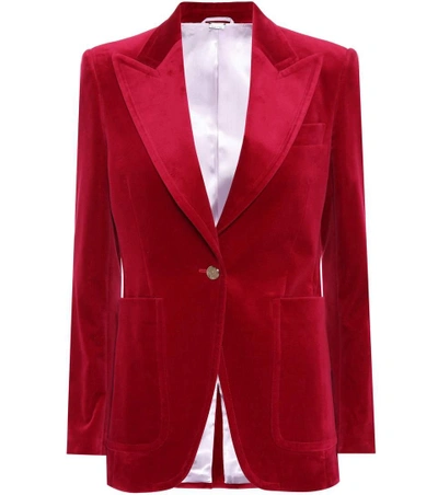 Shop Gucci Velvet Blazer In Red