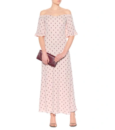 Shop Valentino Floral-printed Silk Dress In Pink
