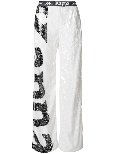 sequinned wide leg trousers