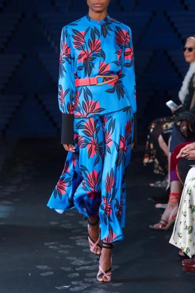 Shop Roksanda Imani Printed Silk Blouse In Azure