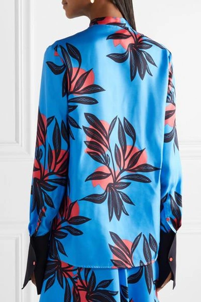 Shop Roksanda Imani Printed Silk Blouse In Azure