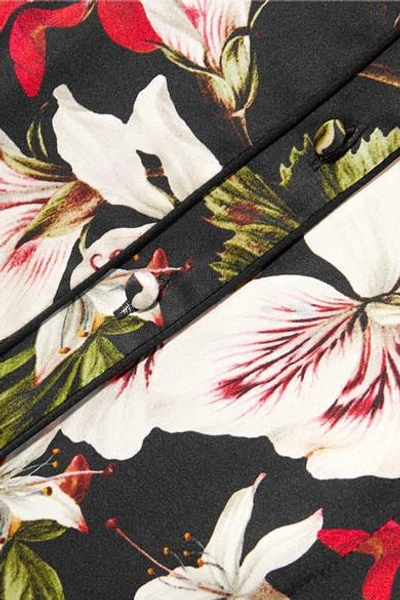 Shop Erdem Karissa Floral-print Silk-satin Gown In Black
