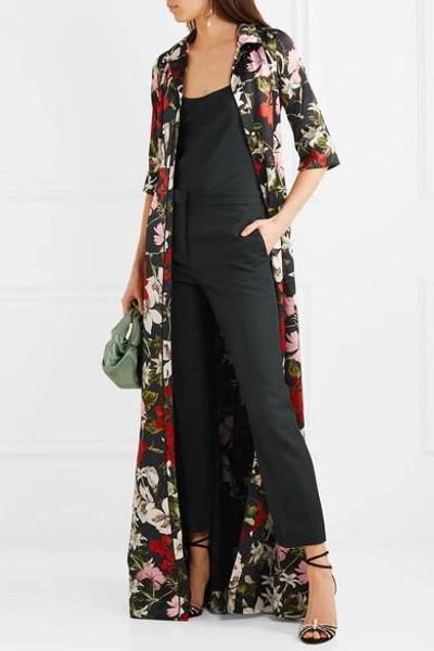 Shop Erdem Karissa Floral-print Silk-satin Gown In Black