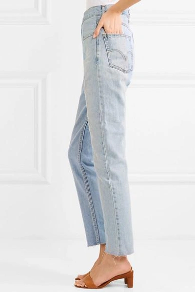 Shop E.l.v Denim The Twin Two-tone High-rise Straight-leg Jeans In Blue