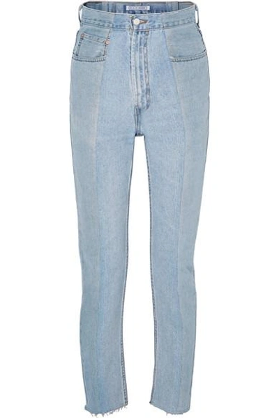 Shop E.l.v Denim The Twin Two-tone High-rise Straight-leg Jeans In Blue