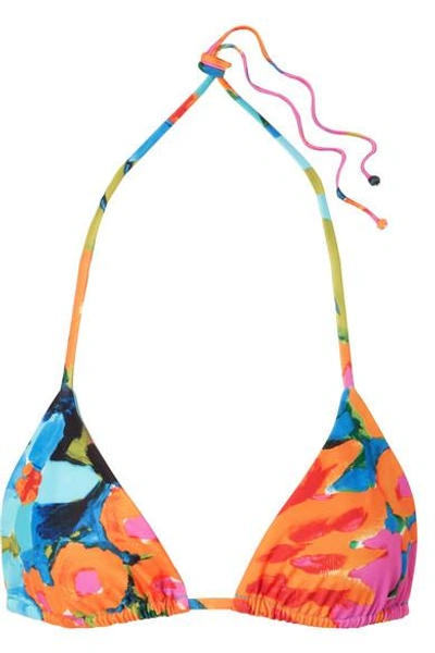 Shop Mara Hoffman Rae Floral-print Triangle Bikini Top In Blue