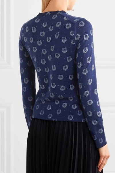 Shop Comme Des Garcons Girl Printed Wool Cardigan In Navy