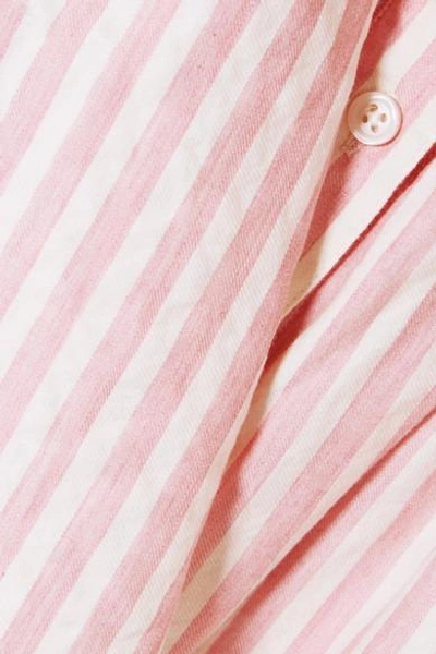 Shop The Great The Carriage Striped Cotton Midi Dress In Pink