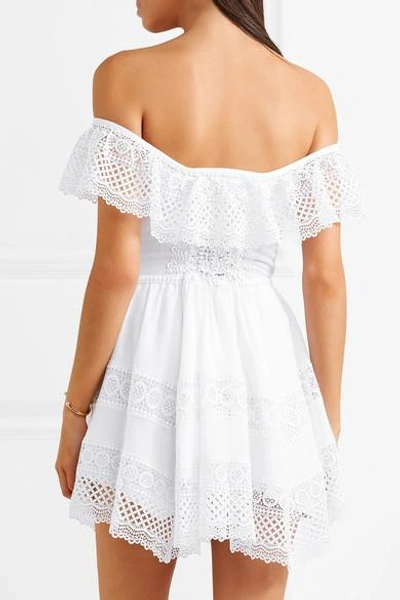 Shop Charo Ruiz Vaiana Off-the-shoulder Cotton-blend Mini Dress In White