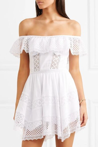 Shop Charo Ruiz Vaiana Off-the-shoulder Cotton-blend Mini Dress In White