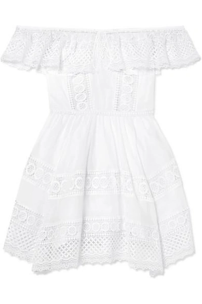 Shop Charo Ruiz Vaiana Off-the-shoulder Cotton-blend Mini Dress In White