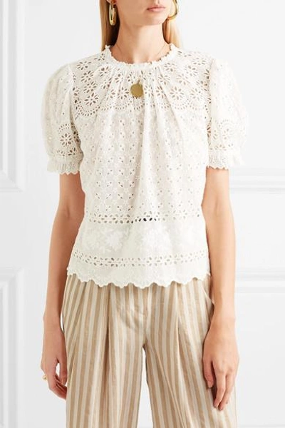 Shop Ulla Johnson Desi Broderie Anglaise Cotton Top In White