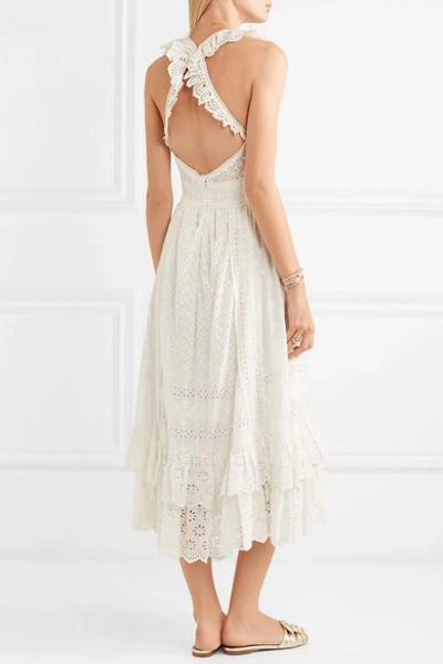 Shop Ulla Johnson Willow Ruffled Broderie Anglaise Cotton Midi Dress In White