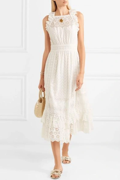 Shop Ulla Johnson Willow Ruffled Broderie Anglaise Cotton Midi Dress In White