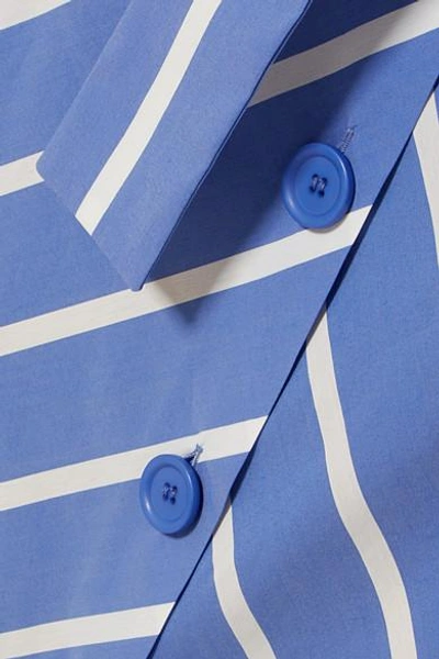 Shop Maje Striped Cotton-blend Midi Skirt In Blue