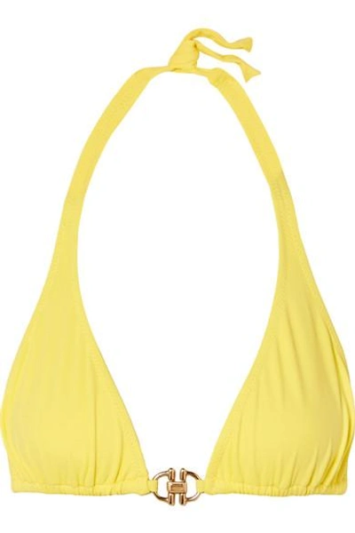 Shop Melissa Odabash Bahamas Embellished Triangle Bikini Top In Yellow