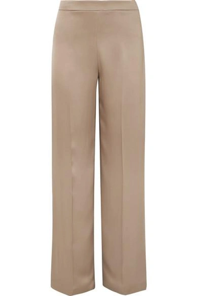 Shop Ralph & Russo Silk-satin Wide-leg Pants In Sand