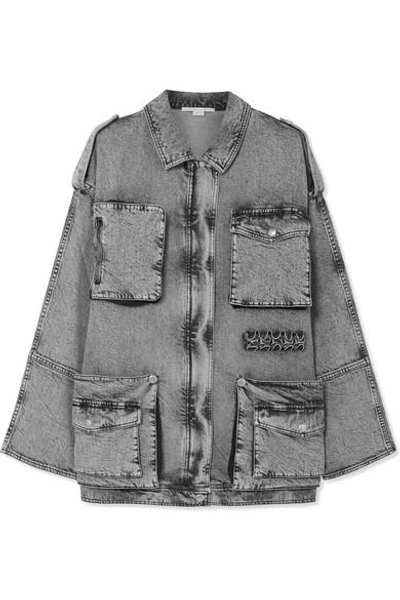 Shop Stella Mccartney Oversized Acid-wash Denim Jacket In Gray