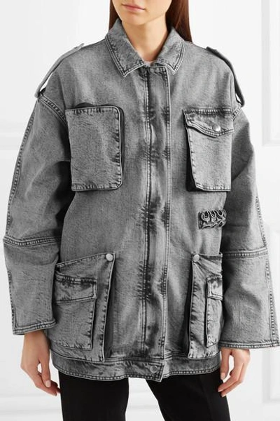 Shop Stella Mccartney Oversized Acid-wash Denim Jacket In Gray