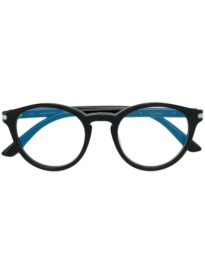 Shop Cartier Round Glasses In Black