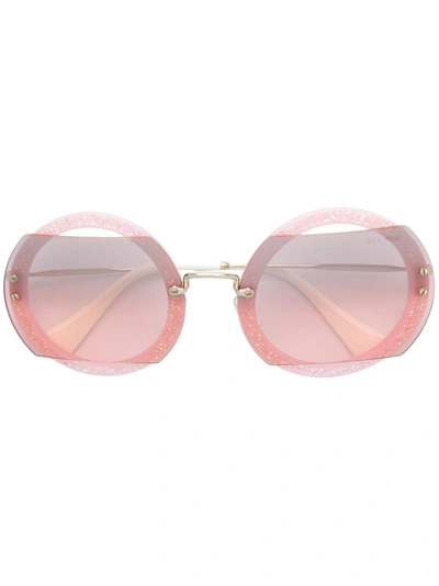 Shop Miu Miu Round Glitter Sunglasses