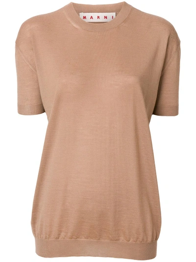 Shop Marni Cashmere Short Sleeve Sweater - Brown