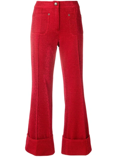 Shop Marco De Vincenzo Cropped Flared Trousers In Red