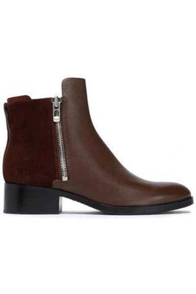Shop 3.1 Phillip Lim / フィリップ リム Woman Suede-paneled Leather Ankle Boots Chocolate